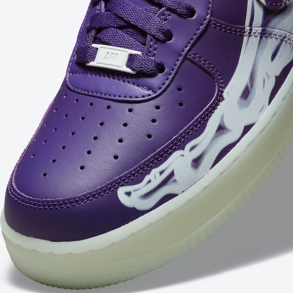 Nike Air Force 1 QS Halloween Purple Skeleton (2021) CU8067 500 - Picture 8 of 10